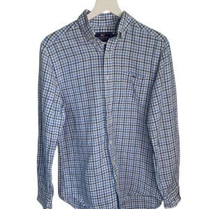 Vineyard Vines Slim Fit Tucker Long-sleeve Plaid Linen/Cotton Shirt M-098 Sz S